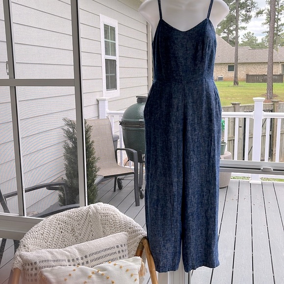 Chambray Cropped Jumpsuit XS - Picture 1 of 6